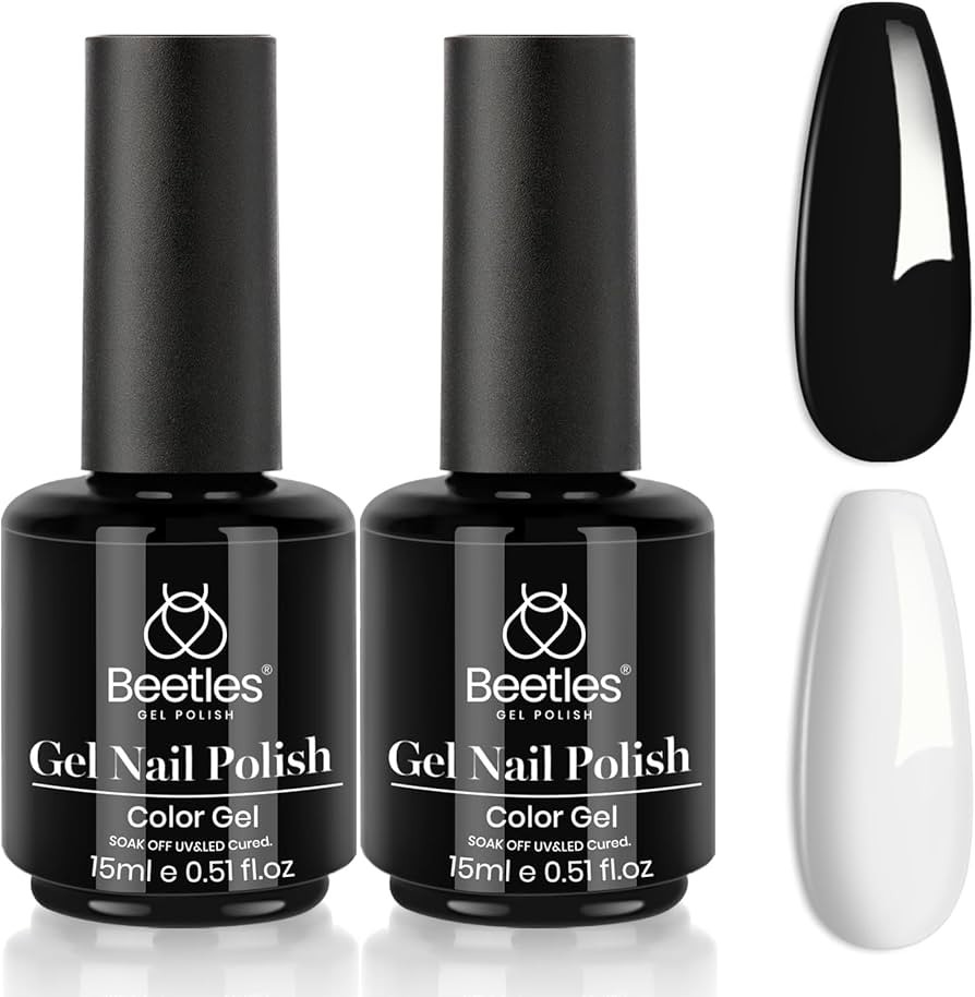 Beetles Gel Nail Polish Kit- 2 Pcs 15ml Black And White Gel Polish Black Gel Nail Polish Black Na... | Amazon (US)