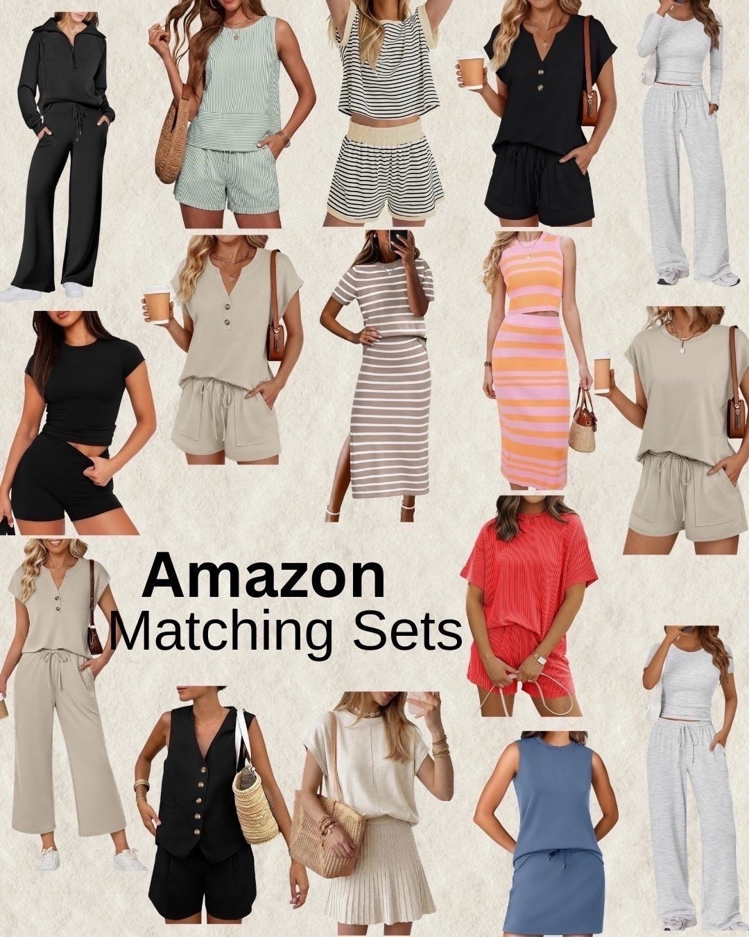 Matching sets. Women's sets. Summer outfit. Spring outfit. Travel outfit. Airport outfit. Casual outfit. Shorts set. Skirt set. Amazon fashion

#LTKootd #LTKdayinmylife #LTKSeasonal
