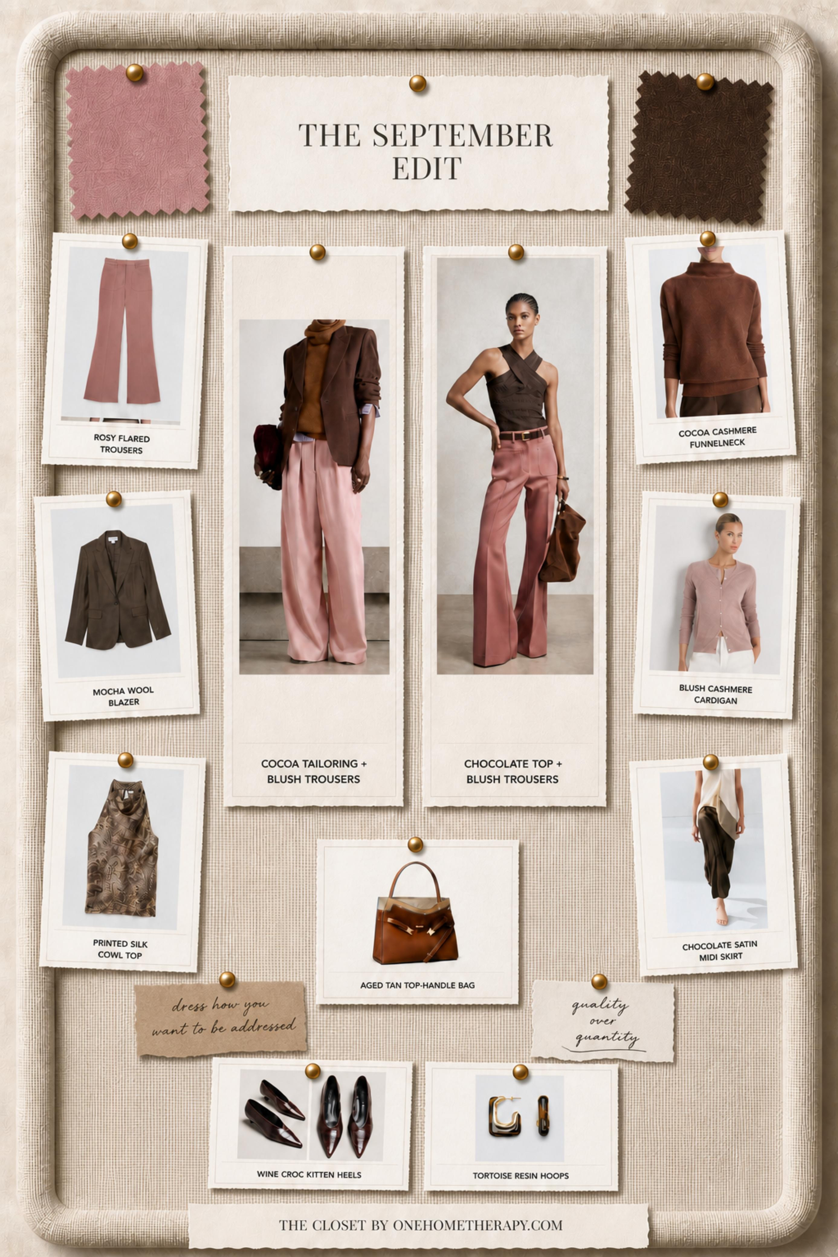The September Edit
A small collection of versatile pieces designed to mix, match & repeat. Think effortless staples that work interchangeably-switch the trousers, layer in a knit, add a scarf or jacket, and you have an entirely different look. Fewer pieces, more outfits, and an easy transition into fall.
#SeptemberEdit
#CapsuleWardrobe #FallStyle #EffortlessStyle #EuropeanStyle
#Over40Style #LTKStyle #MixAndMatch
#WardrobeEssentials

#LTKdayinmylife #LTKmomlife

#LTKSeasonal 

  

  

 