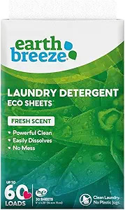 Earth Breeze Laundry Detergent Sheets - Fresh Scent - No Plastic Jug (60 Loads) 30 Sheets, Liquid... | Amazon (US)