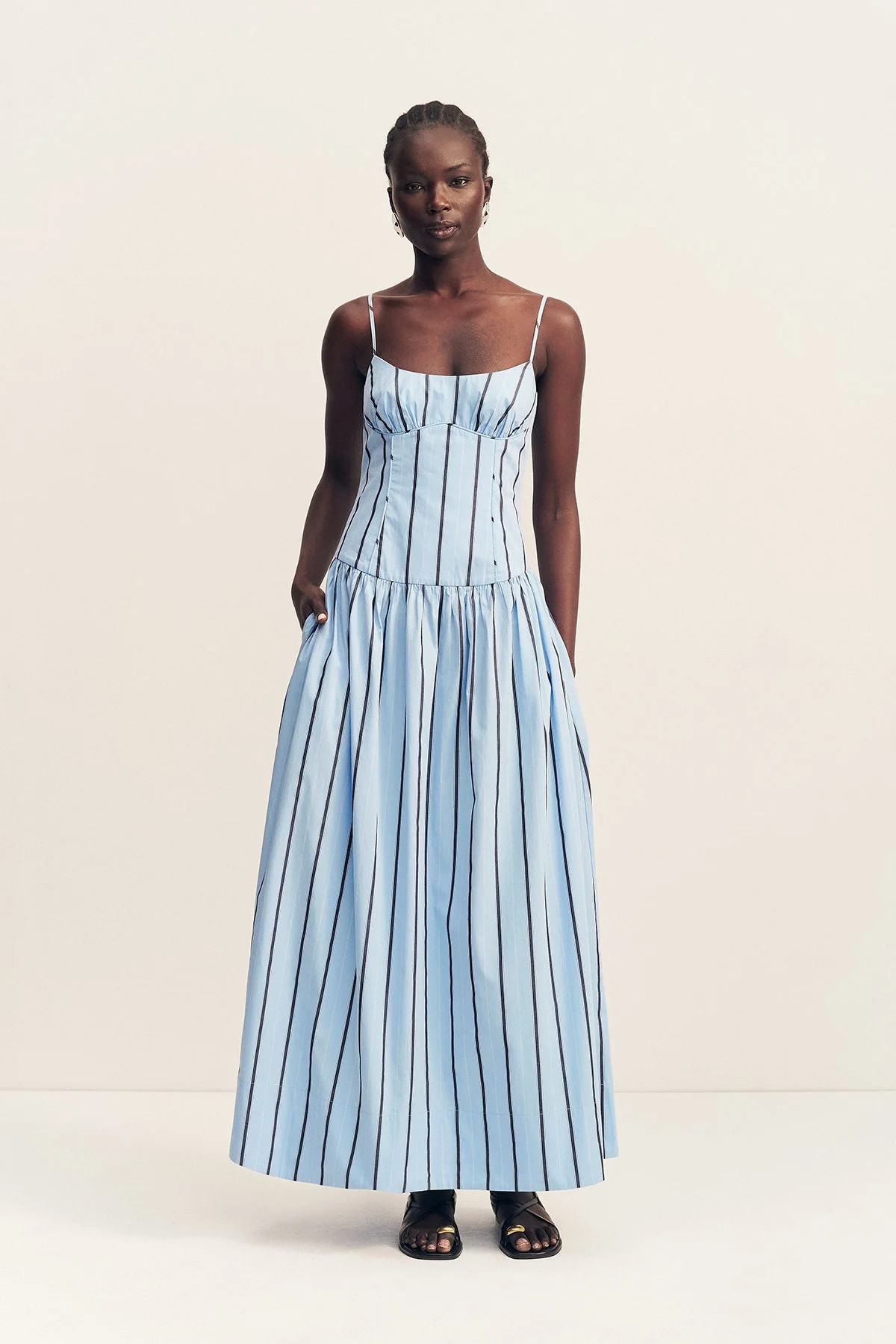 Saxon Panelled Bustier Maxi Dress | Bather Stripe | Dresses | Shona Joy | Shona Joy