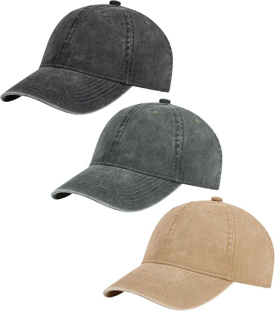 AOSMI 3 Pack Vintage Washed Cotton Adjustable Baseball Caps for Men Women Unstructured Low Profile P | Amazon (US)