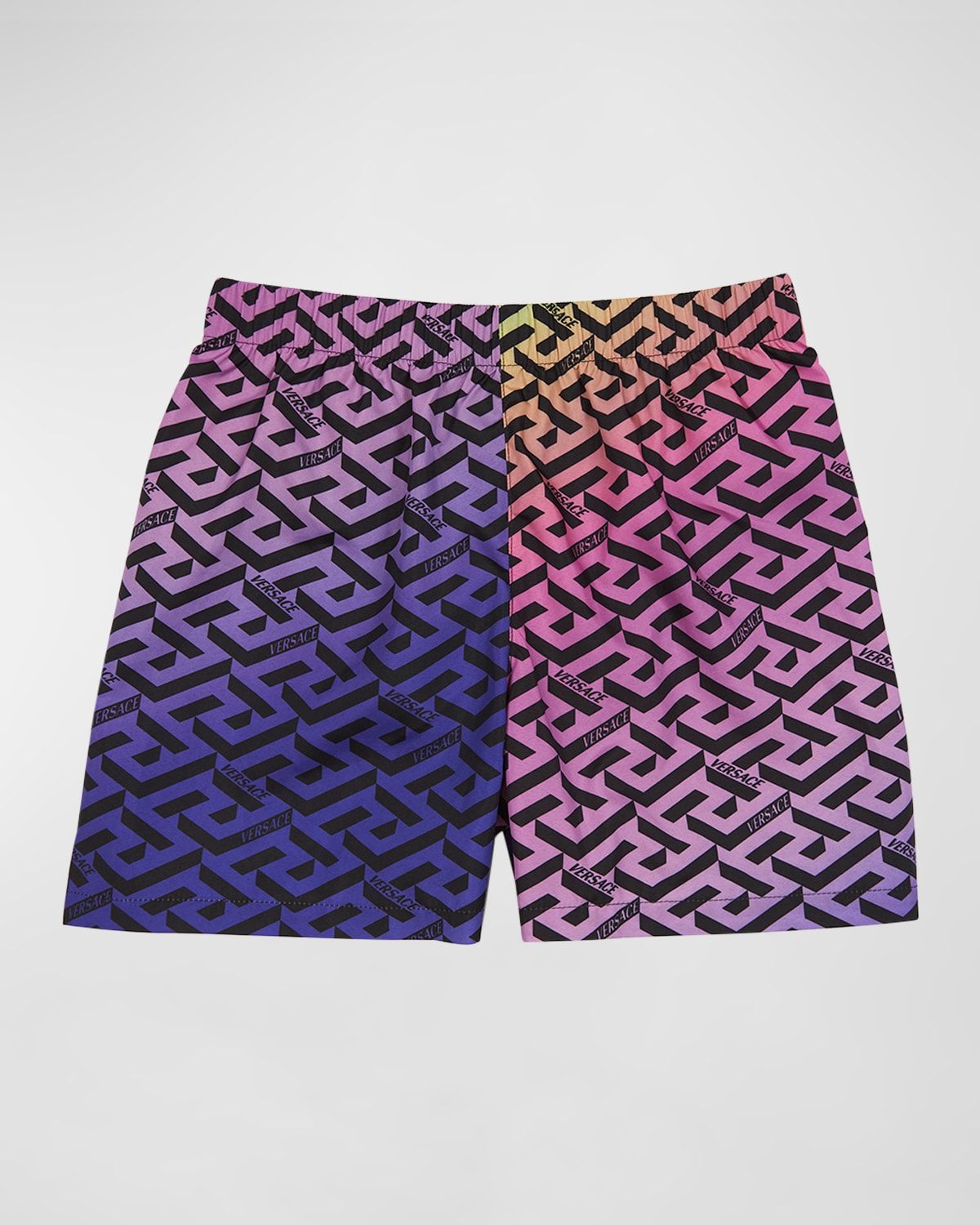 Boy's Rainbow Greca Swim Shorts, Size 8-14 | Neiman Marcus