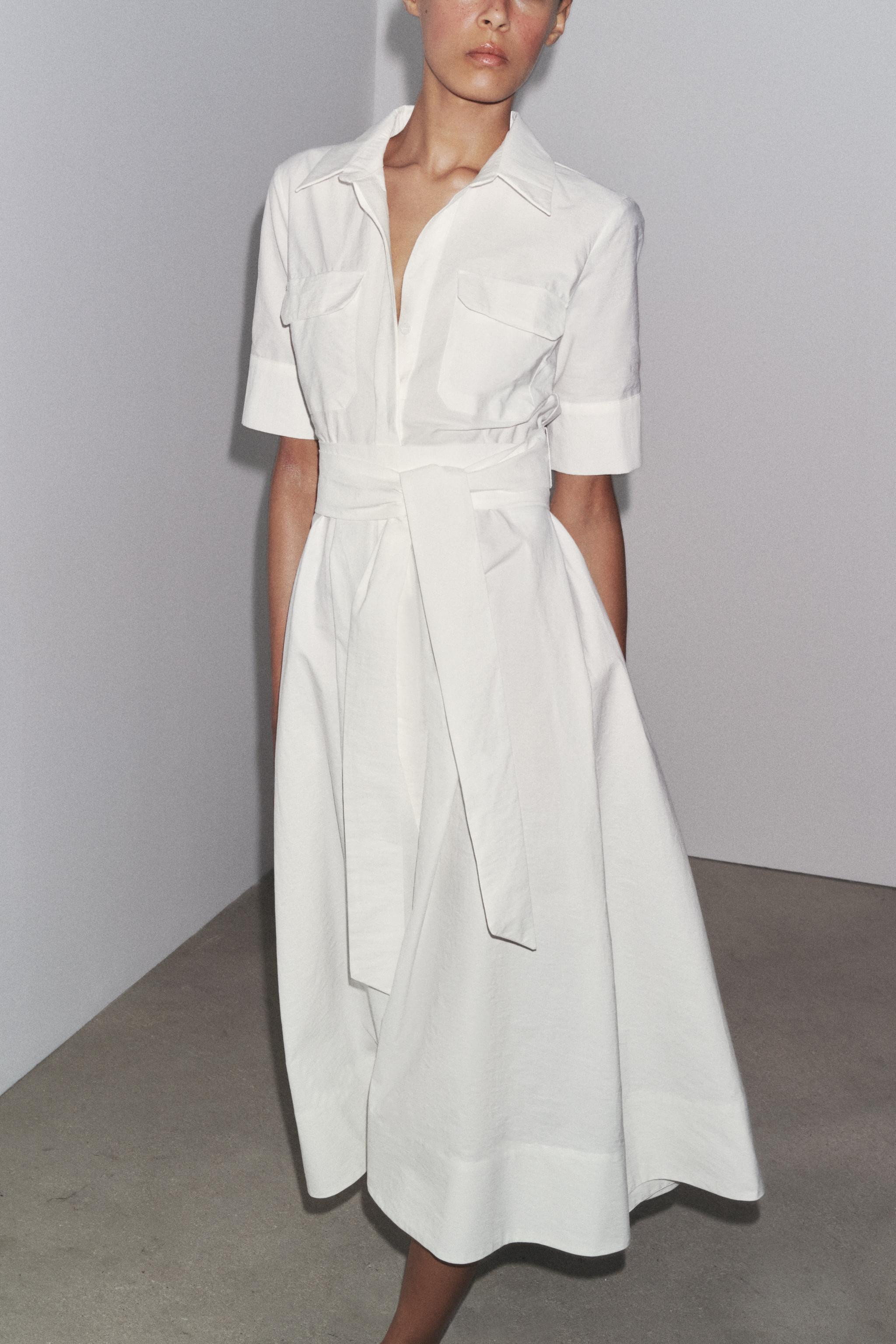 ZW COLLECTION POPLIN MIDI DRESS | Zara UK