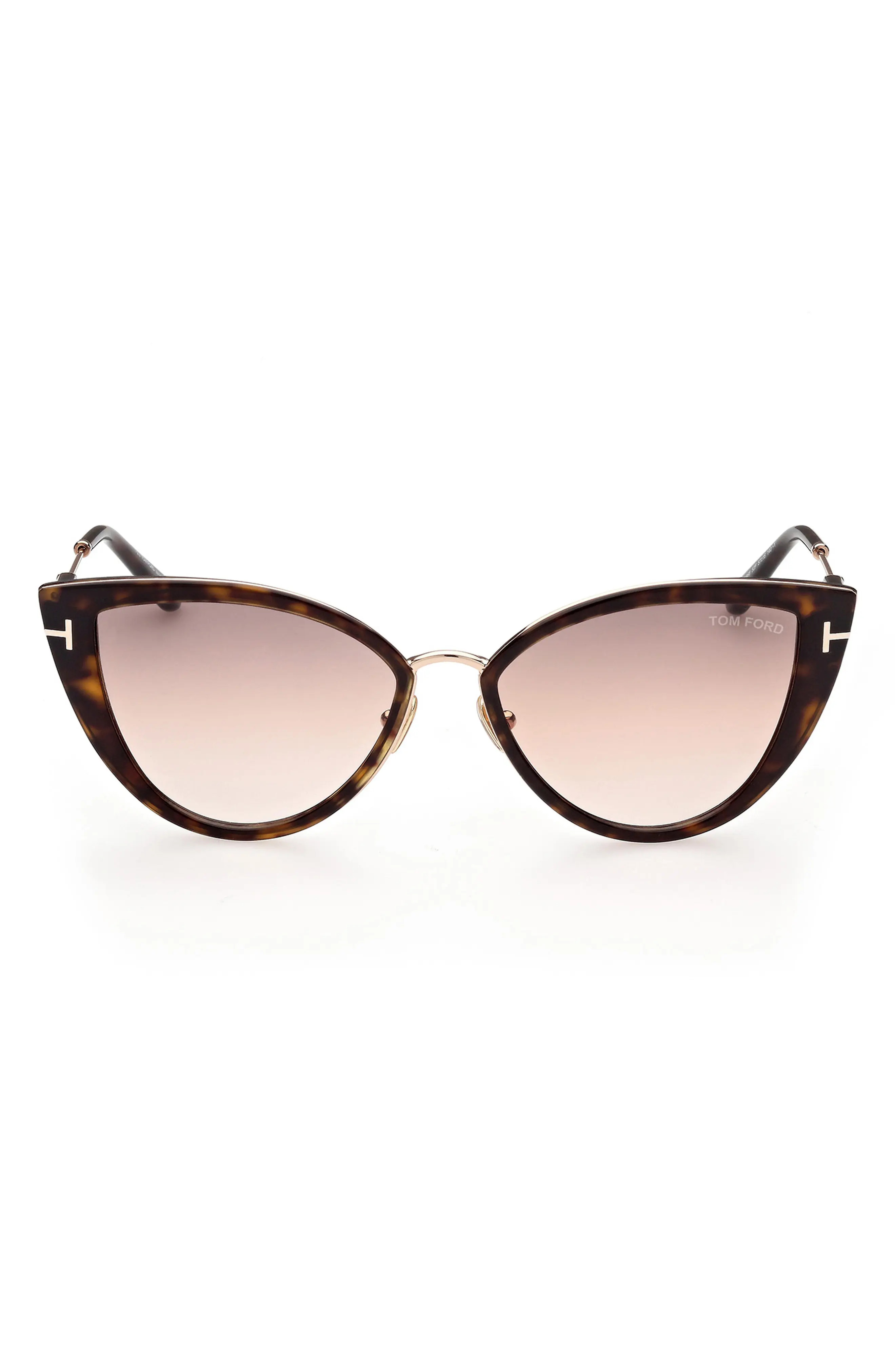 Tom Ford 57mm Cat Eye Sunglasses in Dhav/Brng at Nordstrom | Nordstrom