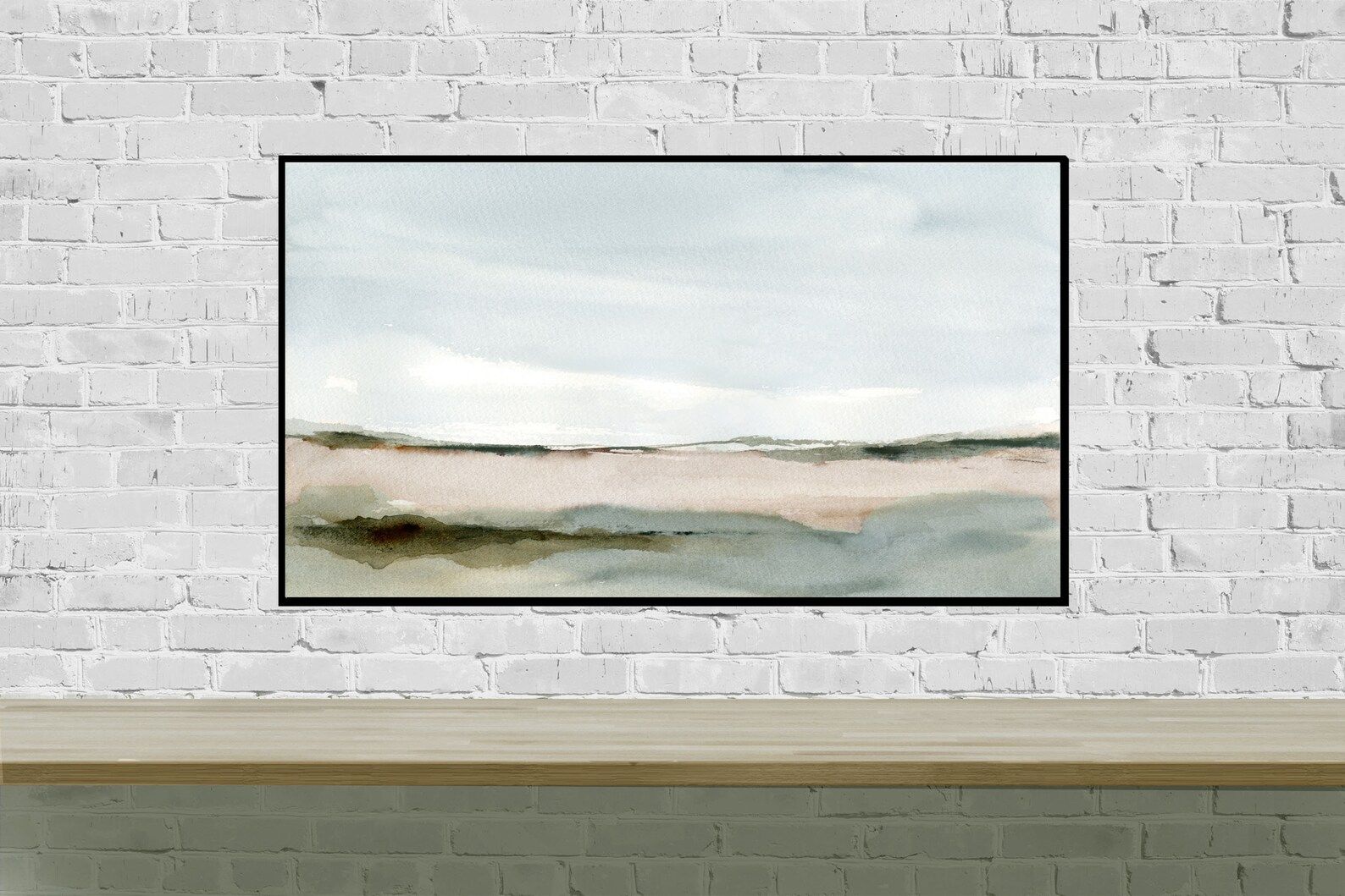 Frame TV Art Watercolor Landscape Neutral Green Field Sky Abstract Landscape instant Download Sam... | Etsy (US)