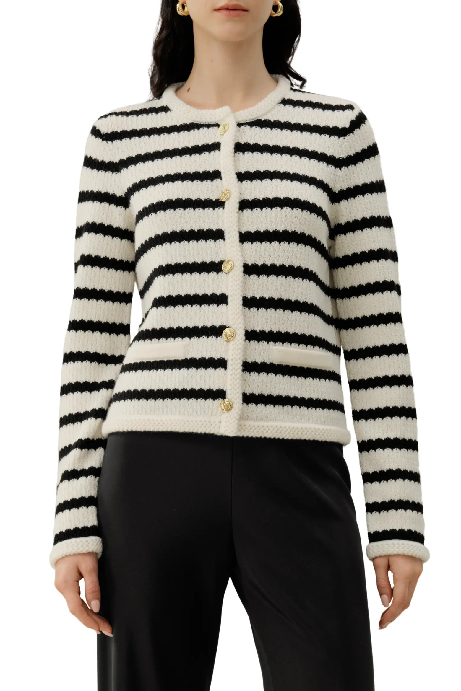 Women's Stripped Crochet Washable-Wool Cardigan (Women) | Nordstrom | Nordstrom