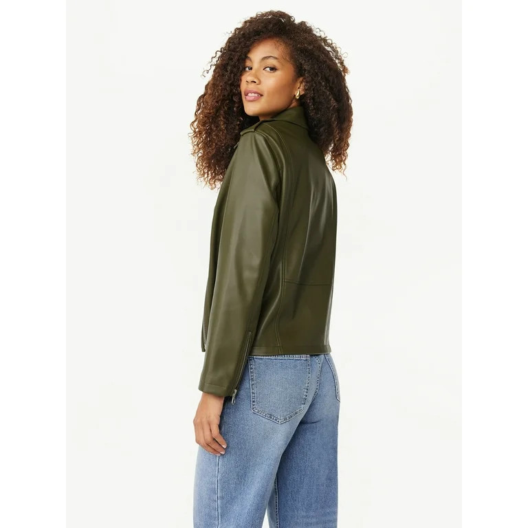 Scoop Women's Faux Leather Moto Jacket, Sizes XS-XXL | Walmart (US)