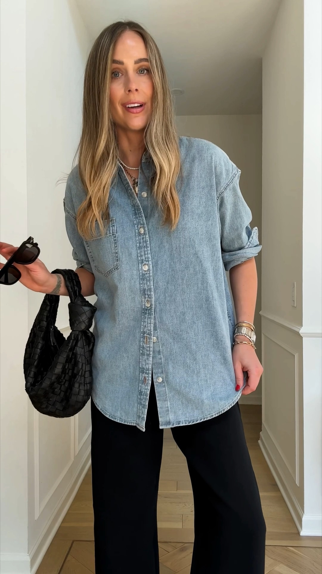 Fashion Jackson @Aritzia 
spring capsule, denim shirt (small), black pants 

#LTKootd #LTKOver40 #LTKSeasonal