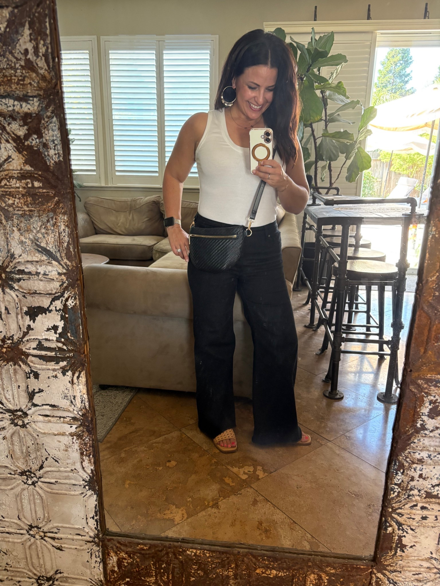 Headed to a concert tonight that I’ve been waiting to go to since I was 8 years old - Wilson Philips, Sheena Easton and Tiffany! Wearing a small in my tank top, 27 in my pants and my sandals are tts. This crossbody is perfect for concerts, lightweight and holds everything. It’s a great look for less option for the Clare V Grand Fanny. 

#LTKStyleTip #LTKOver40 #LTKPetite