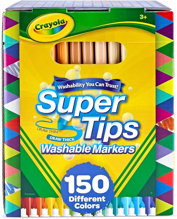 Crayola Super Tips Marker Set (150ct), Teacher Classroom Must Haves, Homeschool Supplies, 2-in-1 ... | Amazon (US)