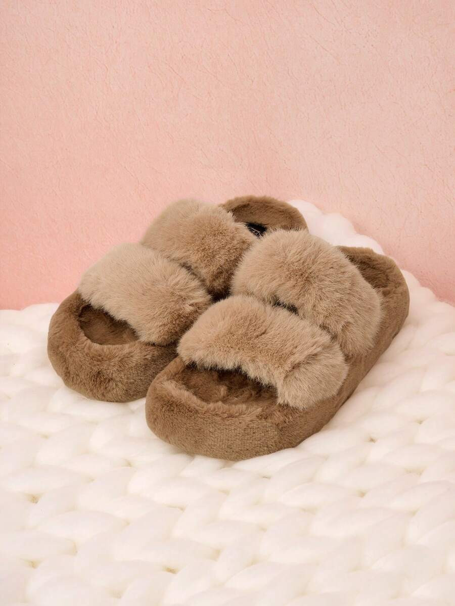 Hatastic 2025 New Women's Winter Viral Thick-Sole High Heel Fluffy Slippers For Outdoor Wear, Aut... | SHEIN