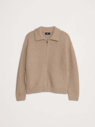 Italian Merino-Blend Ribbed Sweater Jacket | Banana Republic (US)