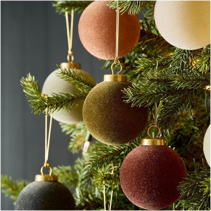 Flocked Ball Ornaments (Set of 9) | West Elm (US)