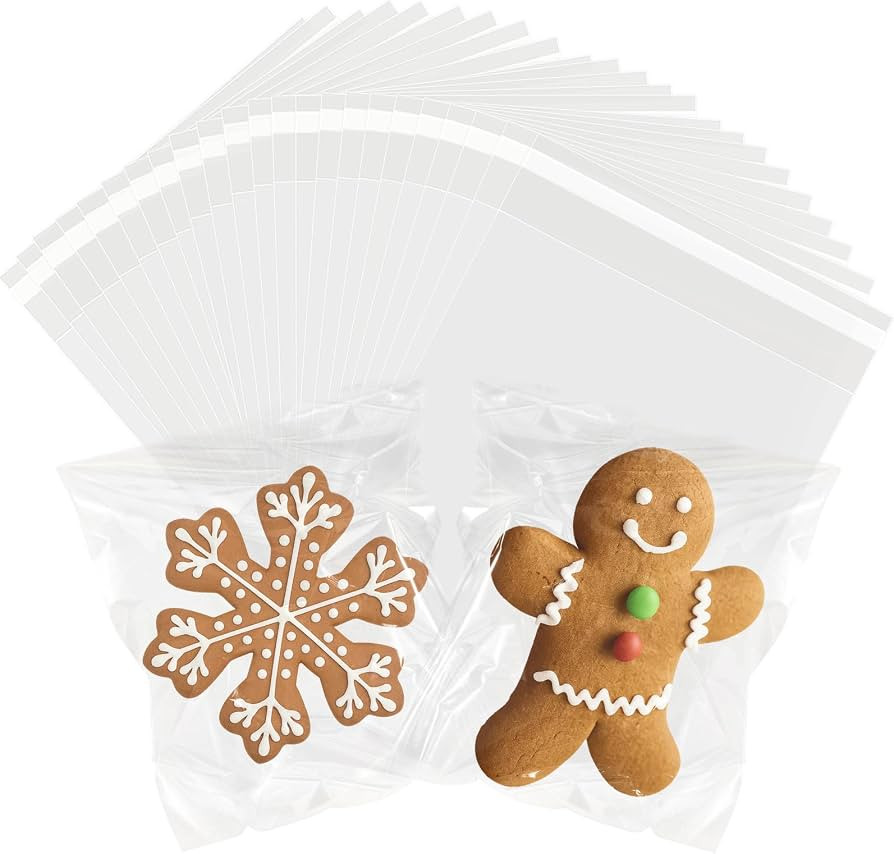 Self Sealing Cellophane Bags Cookie Bags Small Sealable Clear Plastic Bags with Seal for Gift Giv... | Amazon (US)