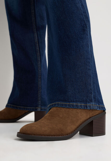 Womens Brown Suedette Block Heel Ankle Boots | Peacocks