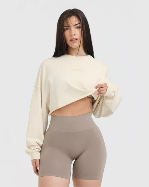 Raw Lounge Crop Sweatshirt 
 Off White | Oner Active (UK / US)