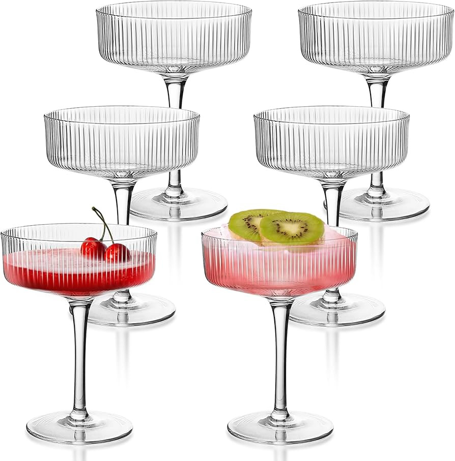 Montex 6 Pcs Coupe Glasses 10 oz, Martini Glasses, Margarita Glass, Ribbed Glassware, Classic Vin... | Amazon (US)