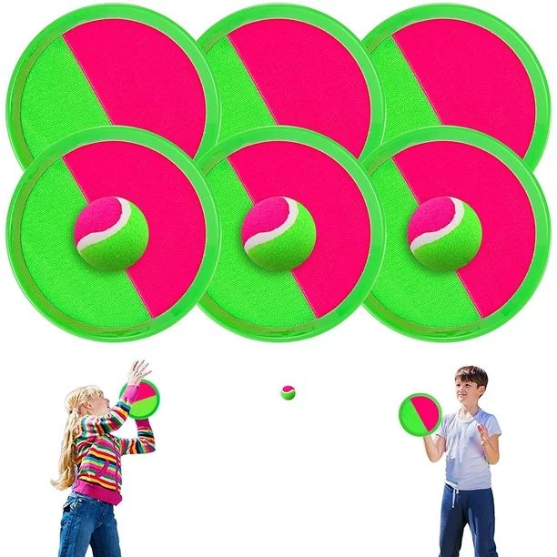 Kids Outdoor Toys, Toss and Catch Ball Set, Outside Yard Games for Kids with 6 Paddles 3 Balls Pa... | Walmart (US)