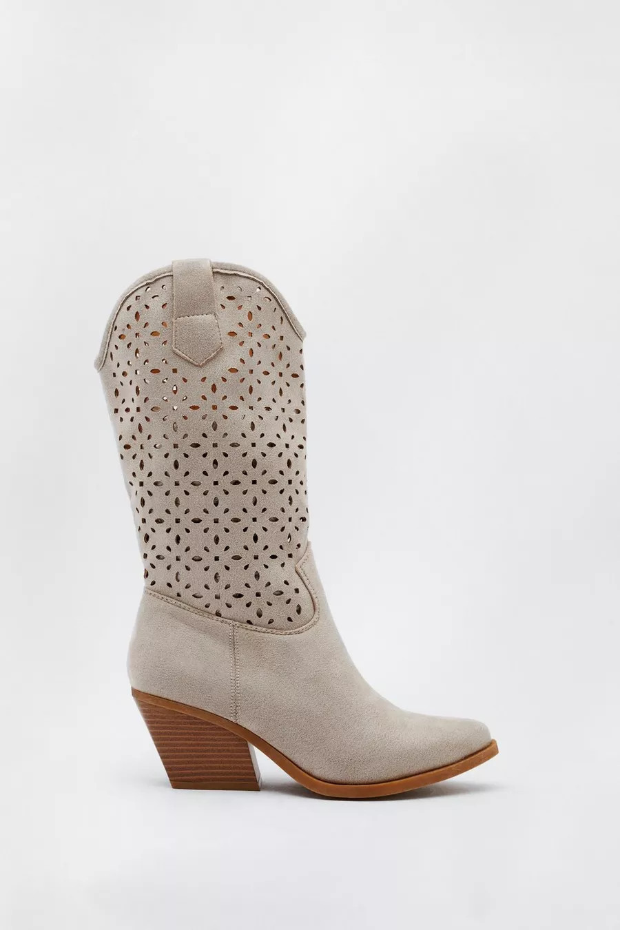Faux Suede Lazer Cut Midi Cowboy Boots | Nasty Gal UK (+IE)