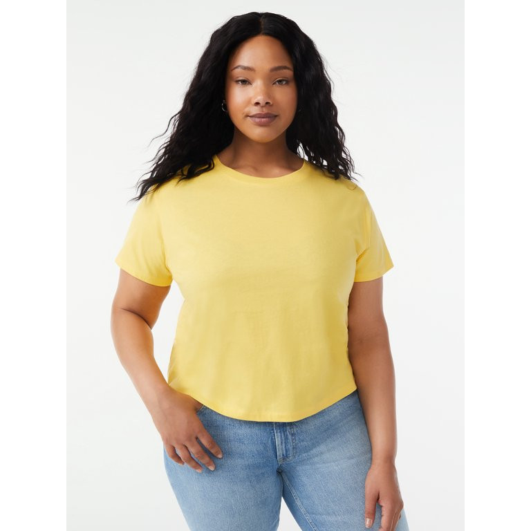 Free Assembly Women's Crop Box Tee with Short Sleeves | Walmart (US)