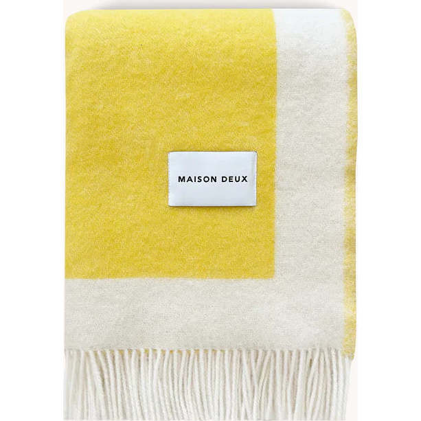 Maison Deux | Color Block Blanket, Yellow, Green, and Lilac | Maisonette | Maisonette