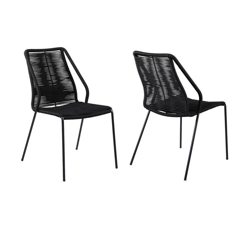 Clip 2pk Indoor/Outdoor Stackable Metal Dining Chairs - Black - Armen Living | Target