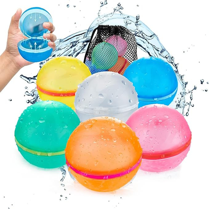 6 PCS Reusable Water Balloons, Refillable Magnetic Water Balls for Outdoor Games, Self Sealing Wa... | Amazon (US)