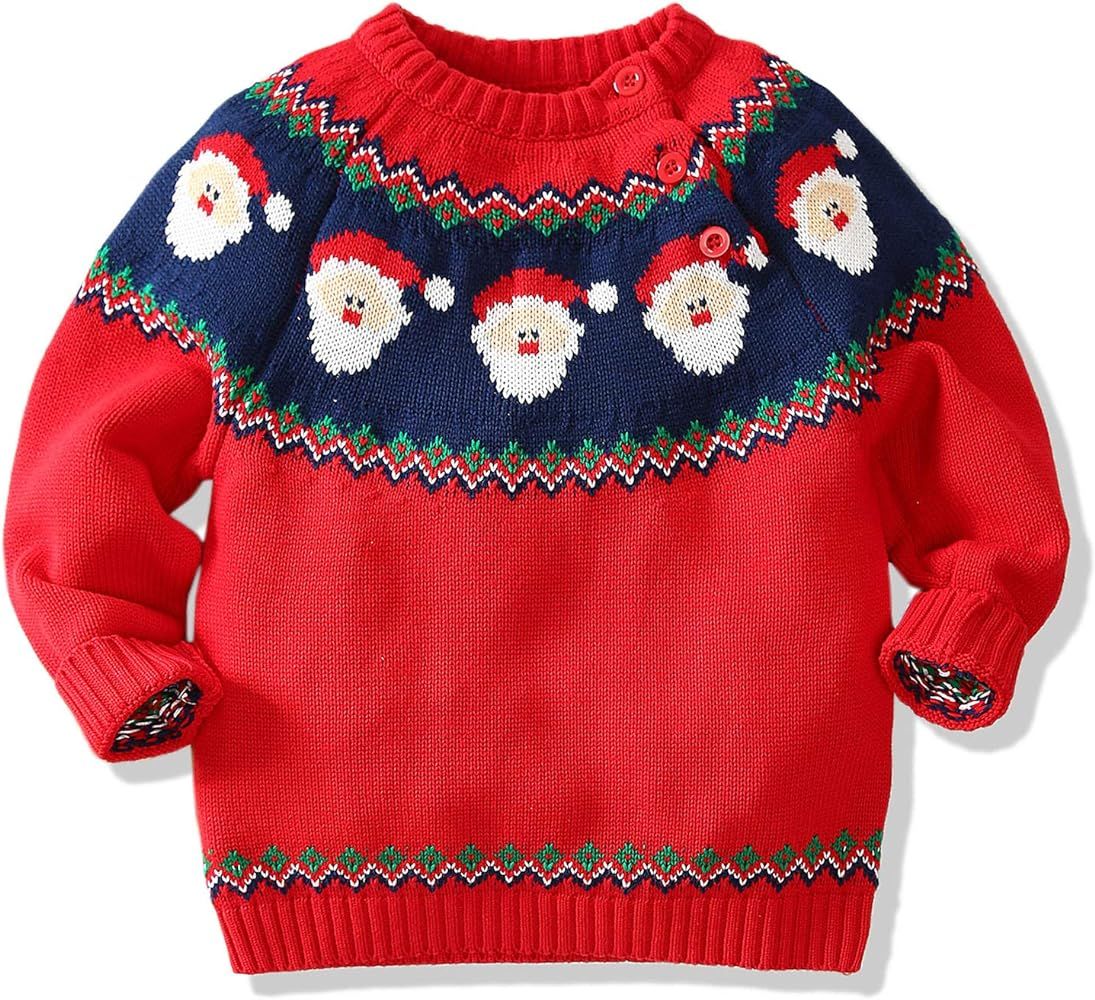 Baby Toddler Boys Girls Sweater Knit Christmas Sweatshirt Little Kids Pullover Cotton Winter Warm... | Amazon (US)