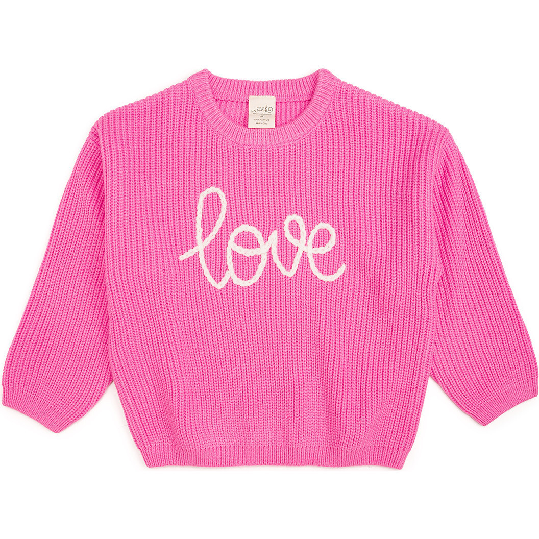 Love Valentine's Day Knit Sweater, Pink | Maisonette