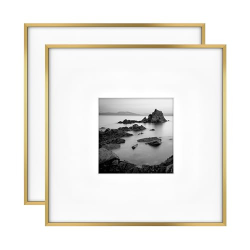 MCS Master & Co. Foundry Metal 18x18 Matted Picture Frame with 8x8 Photo Display, Brass Vertical & Horizontal Wall Hanging Frame for Photos & Artwork (2-Pack) | Amazon (US)