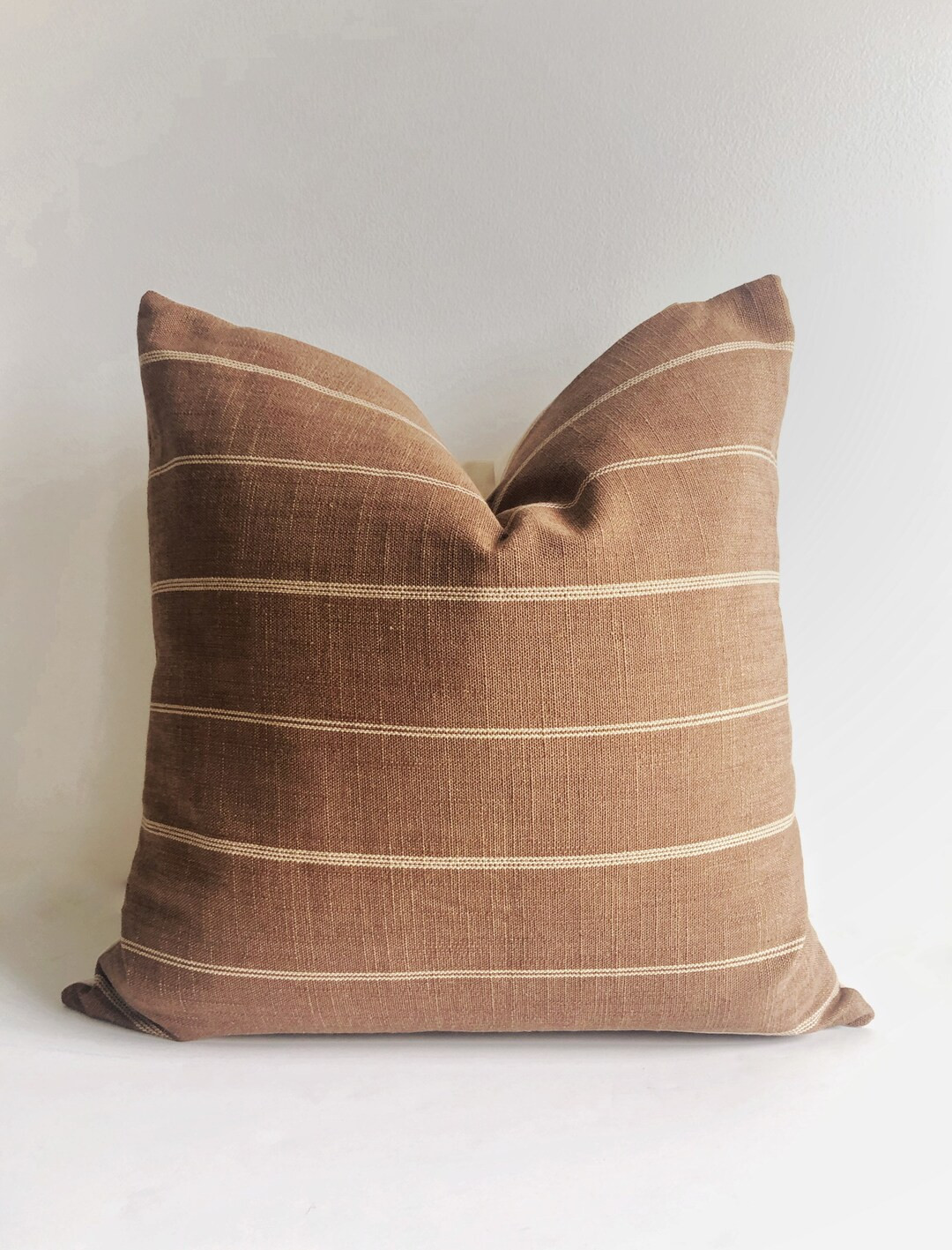 Tobacco and Cream Embossed Stripe Pillow Cover - Etsy | Etsy (US)