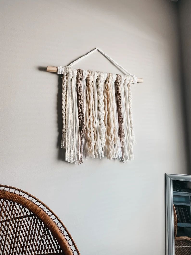 Medium Yarn Wall Hanging - Beige, Eggshell + Tan 22x18 | Etsy (US)