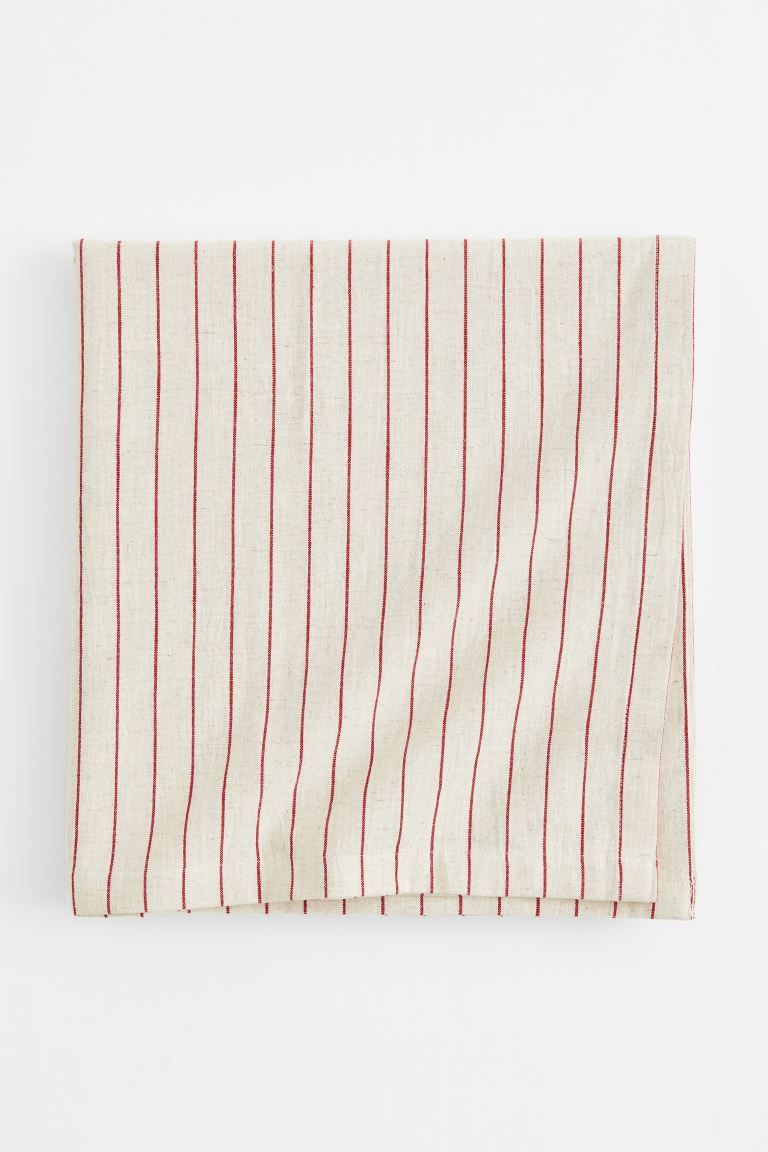 Striped Linen-blend Tablecloth - Beige/red striped - Home All | H&M US | H&M (US + CA)