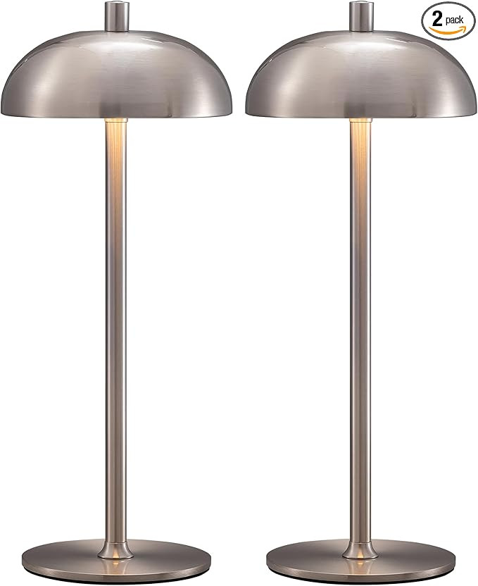 Cordless LED 12" Small Table Lamps Set of 2, Modern Portable Desk Lamp, 3 Color Dimming Rechargea... | Amazon (US)