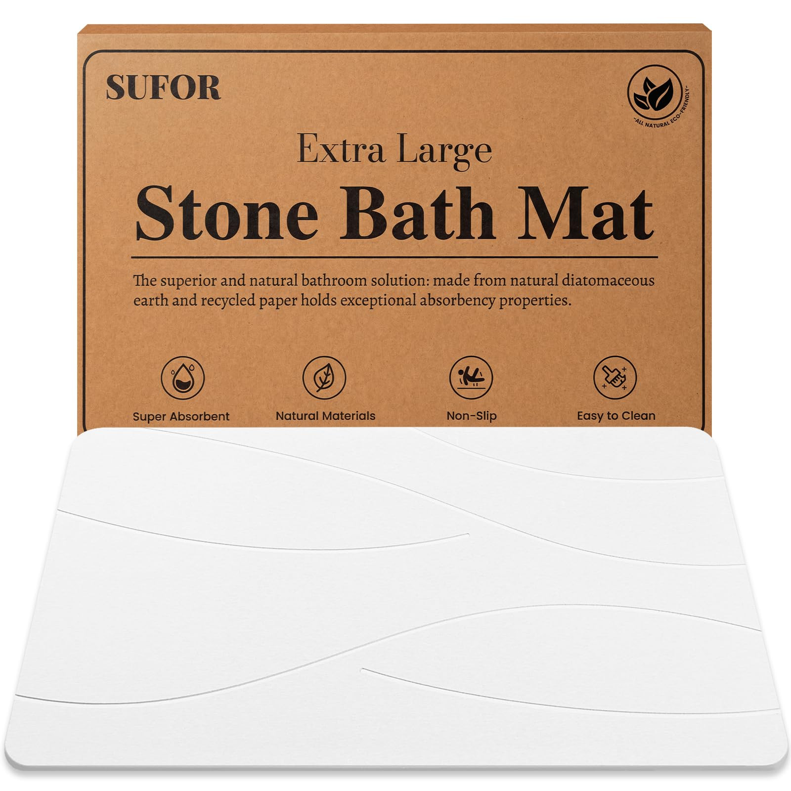 32"x20" Stone Bath Mat, Diatomaceous Earth Shower Mat, Non-Slip Super Absorbent Quick Drying Bath... | Amazon (US)