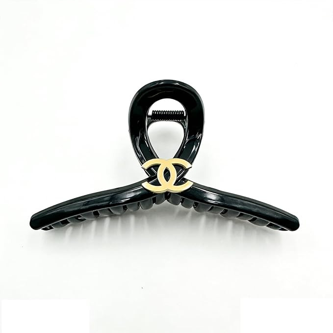 Shiny Black Large Hair Claw Clip with Gold Accent – Shatterproof & Long-Lasting Trendy Women’... | Amazon (US)