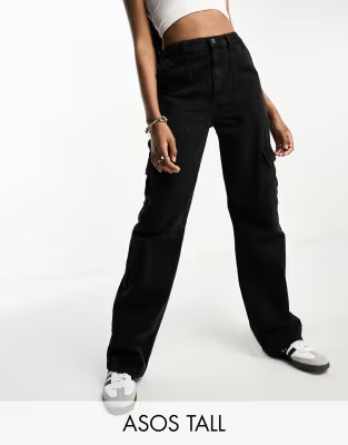 ASOS DESIGN Tall cargo jean in washed black | ASOS (Global)