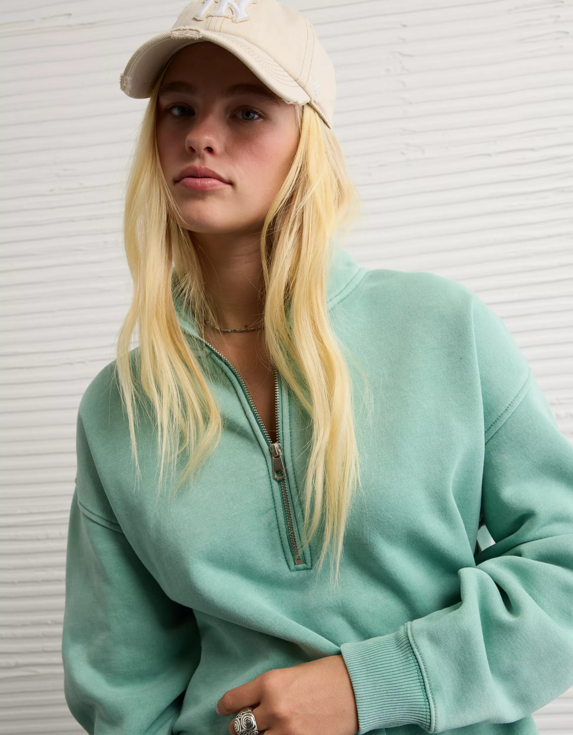 AE Everyday Luxe Quarter-Zip Sweatshirt | American Eagle Outfitters (US & CA)