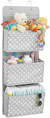 mDesign Soft Fabric Wall Mount/Over Door Hanging Storage Organizer - 3 Large Pockets for Child/Ki... | Amazon (US)