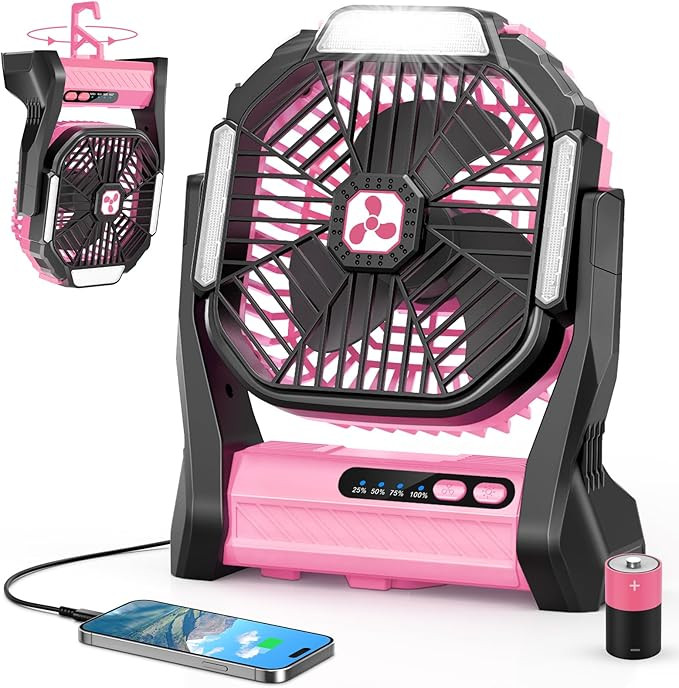 Portable Rechargeable Fan, 20000mAh Cordless Battery Powered Camping Tent Fans with SOS & LED Lan... | Amazon (US)