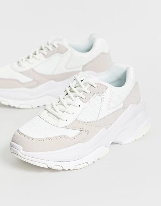 ASOS DESIGN Disposition chunky sneakers in white/off white | ASOS US