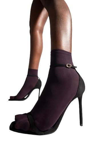 sofsy Burgundy Socks Women | Opaque Sexy Ankle Socks for Women Dress | Hosiery Trouser Socks Women [Made in Italy] One Size | Amazon (US)