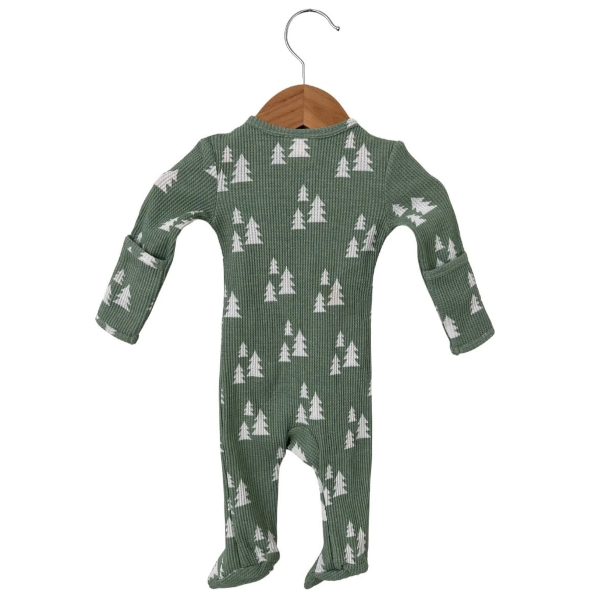 Organic Waffle Basic Zip Footie, Alpine Trees | SpearmintLOVE