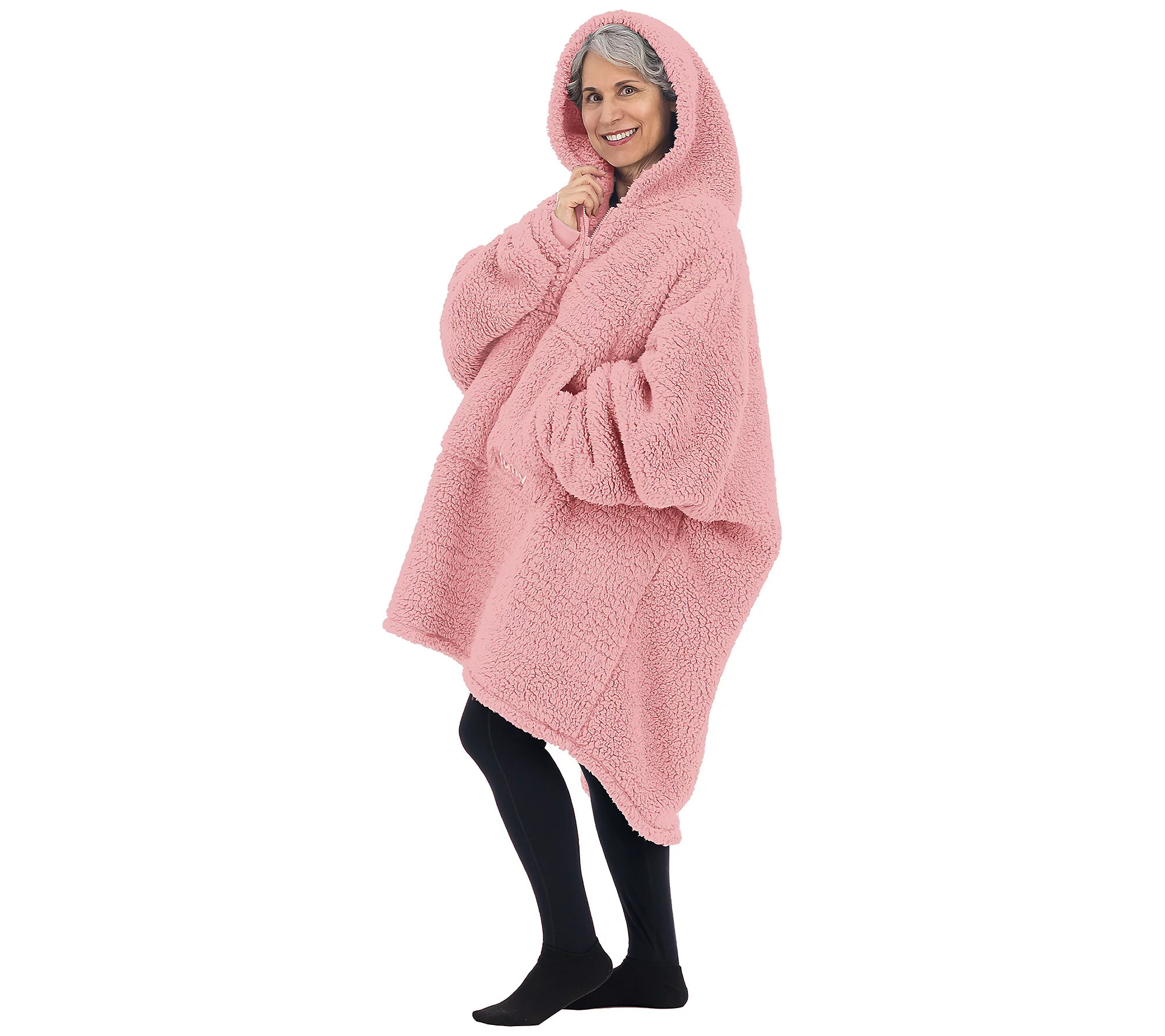 As Is The Comfy Teddy Bear Quarter Zip WearableBlanket | QVC