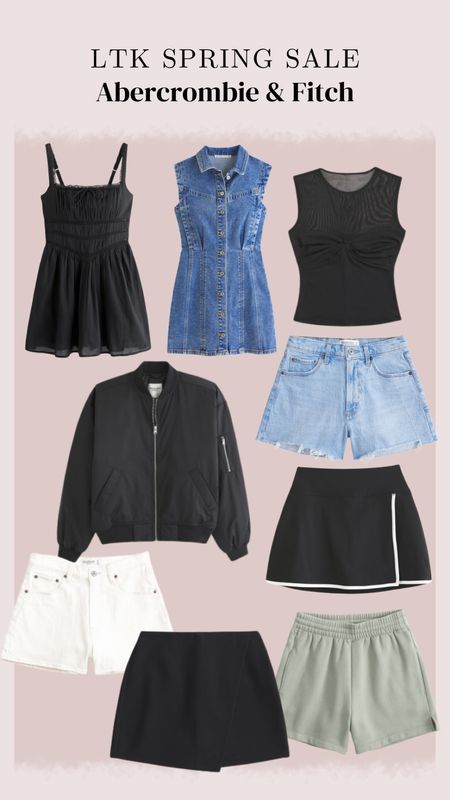 LTK Spring Sale, Abercrombie picks, Abercrombie denim shorts, tennis skirt, bomber jacket, denim dress, black romper, denim shorts, curvy shorts 

#LTKfitness #LTKsalealert #LTKSpringSale