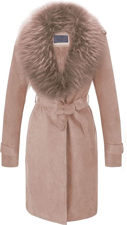 Bellivera Womens Faux Suede Leather Long Jacket, Fall and Winter Fashion Trench Coat Cardigan wit... | Amazon (US)
