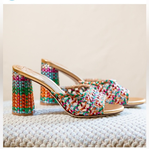 Antonio Melani x The Nat Note Riviera Rainbow Woven Metallic Slip-On Mules | Poshmark