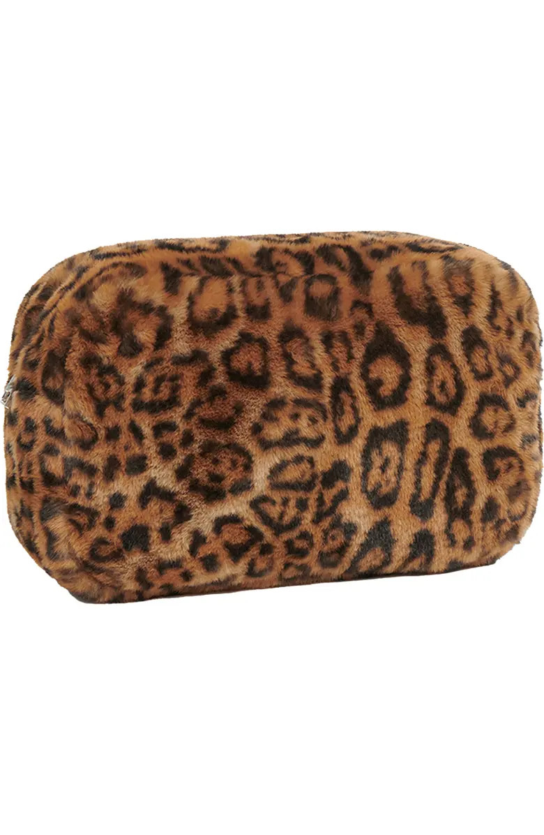 Jumbo Noor Leopard Print Faux Fur Pouch | Nordstrom
