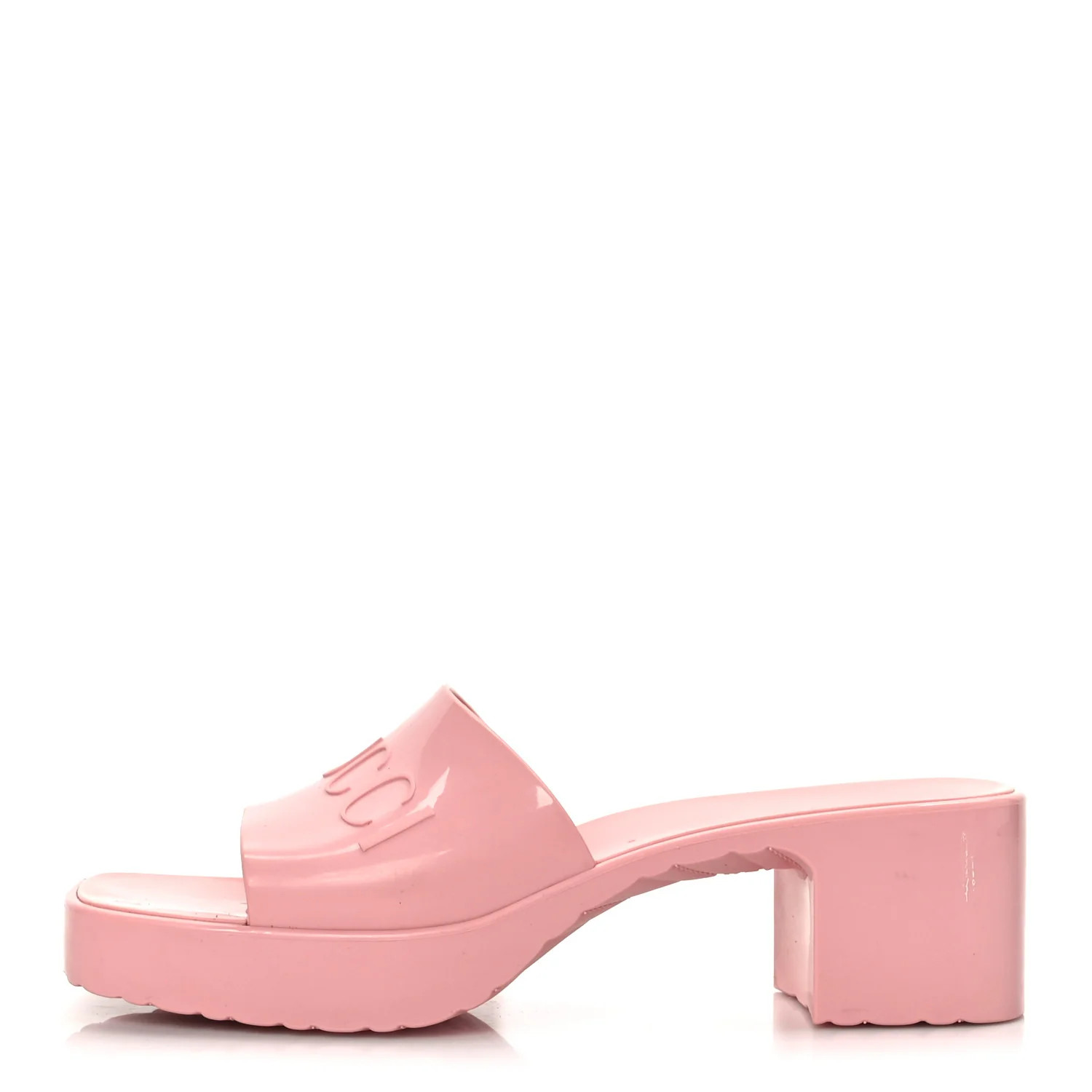GUCCI Rubber Gucci Logo Womens Platform Slide Sandals 41 Wild Rose | FASHIONPHILE (US)